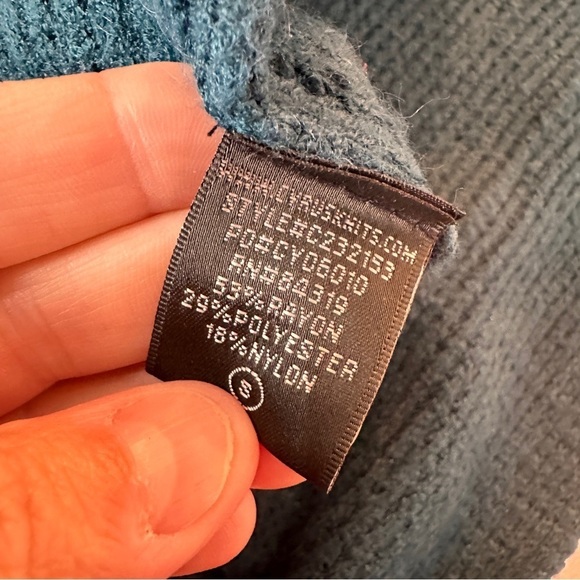 Cyrus Womens Small Hooded Sweater Cardigan Waffle Knit Cozy Grannycore Teal Blue - Picture 5 of 8